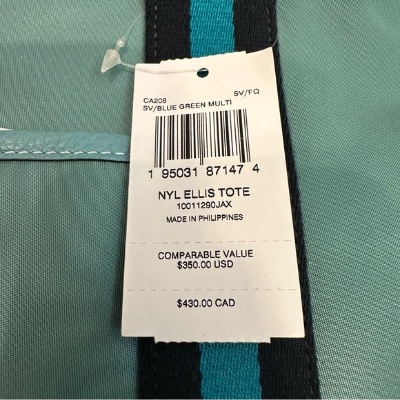 NWT Coach Ellis Tote in blue/green with silver hardware - Picture 4 of 10